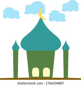 vector cartoon illustration of mosque and two towers