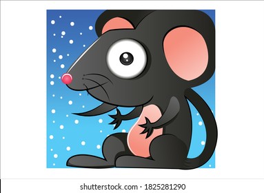Vector cartoon illustration of mouse. Isolated on white background.