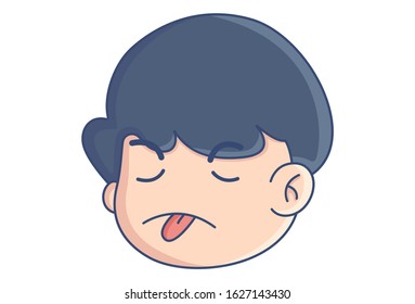 Vector cartoon illustration of naughty boy. Isolated on white background.
