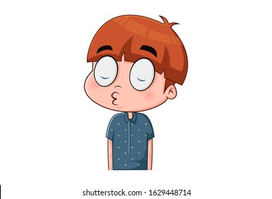 Vector cartoon illustration of naughty cute boy. Isolated on white background.