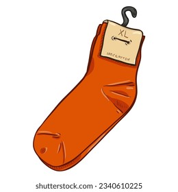 Vector Cartoon Illustration - New Orange Socks with Paper Label