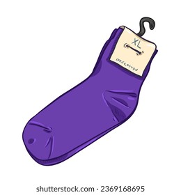 Vektorgrafik-Illustration - Neue violette Socken mit Papieretikett