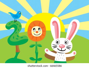 Vector cartoon illustration of New Year 2011