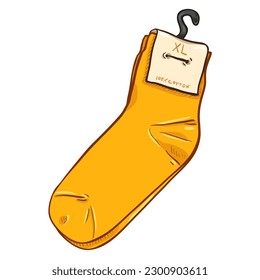 Vector Cartoon Illustration - New Yellow Socks with Paper Label