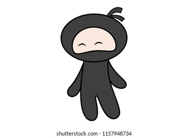 Vector cartoon illustration of ninja face expression.  Isolated on white background.