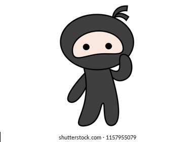 Vector cartoon illustration of ninja hand on face. Isolated on white background.