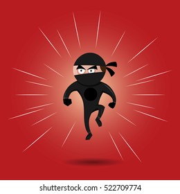 Vector cartoon illustration of a ninja superhero style.