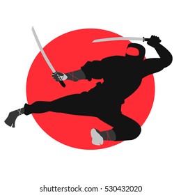 Vector cartoon illustration of a ninja superhero style.