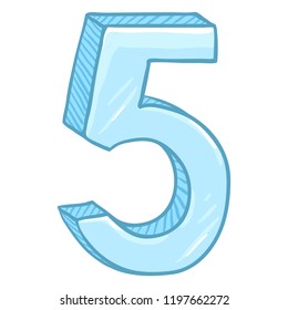 Vector Cartoon Illustration - Number Five. The Figure of 5.