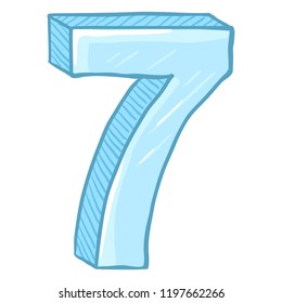 Vector Cartoon Illustration - Number Seven The Figure of 7.