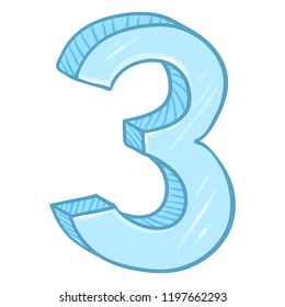 Vector Cartoon Illustration - Number Tree. The Figure of 3.