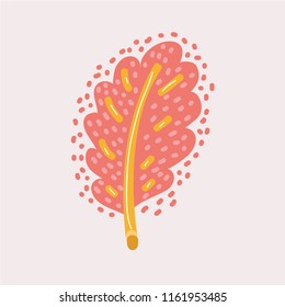 Vector cartoon illustration of Oak fallen Leaf fared, yellow. Autumn Modern graphic concept.