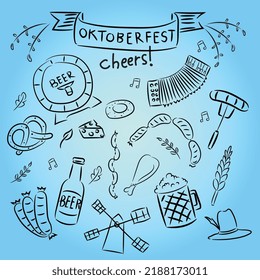 Vector Cartoon illustration of Octoberfest icon, symbol of beer, music and food festival