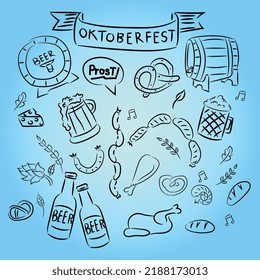 Vector Cartoon illustration of Octoberfest icon, symbol of beer, music and food festival