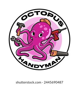 Vektorgrafik Cartoon-Illustration von Oktopus als Handwerker