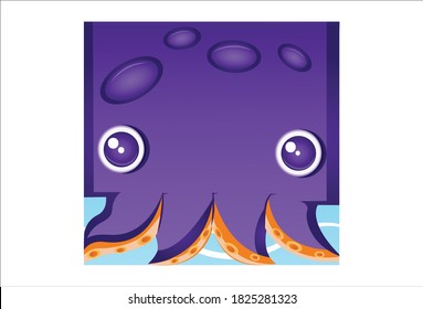 Vector cartoon illustration of octopus. Isolated on white background.