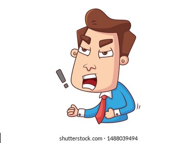 Vector cartoon illustration of office employee is confused. Isolated on white background. 
