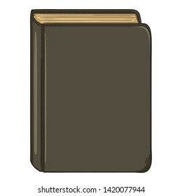 Vector Cartoon Illustration - Old Book in Blank Dark Hardcover