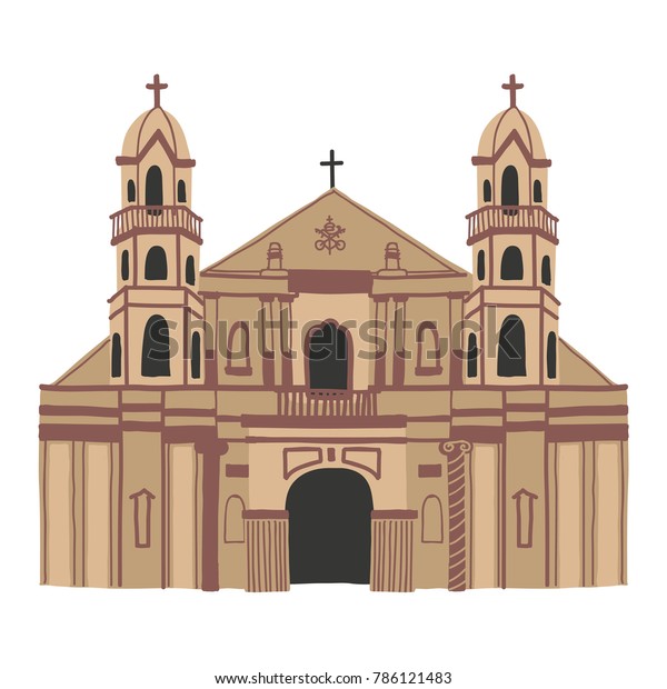Vector Cartoon Illustration Old Style Church Stock Vector Royalty Free 786121483