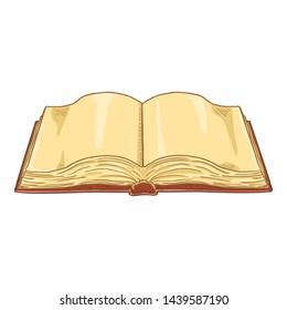 Vector Cartoon Illustration - Open Book With Blank Pages