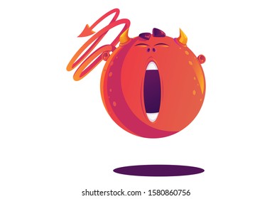 Vector cartoon illustration of orange monster. Isolated on white background.