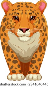A vector cartoon illustration of an orange tiger walking
