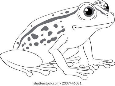A vector cartoon illustration of an outline of a frog isolated on a white background