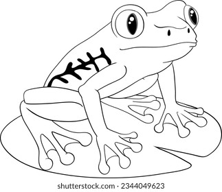 A vector cartoon illustration of an outline frog isolated on a white background