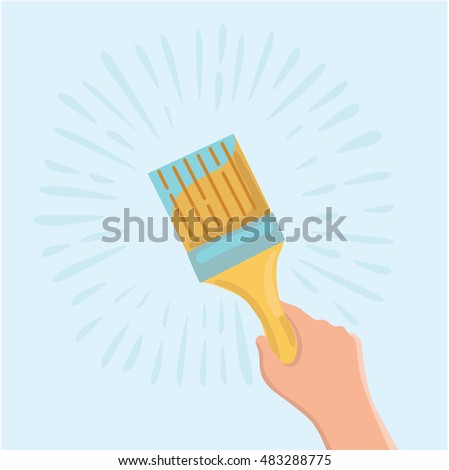Vector cartoon illustration of paint brush for painting wall