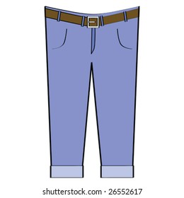 Vector cartoon illustration of a pair of blue jeans