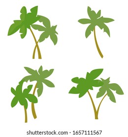 Vector cartoon illustration of palm trees on a white background.