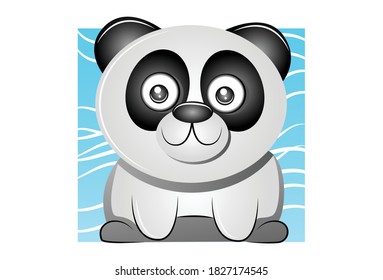 Vector cartoon illustration of a panda animal. Isolated on white background.