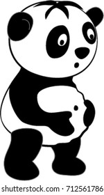Vector cartoon illustration of a panda with tummy ache.