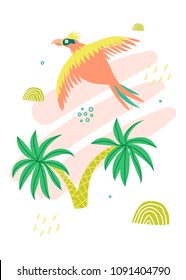 Vector cartoon illustration of a parrot.
