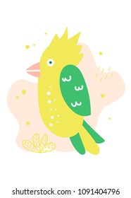 Vector cartoon illustration of a parrot.