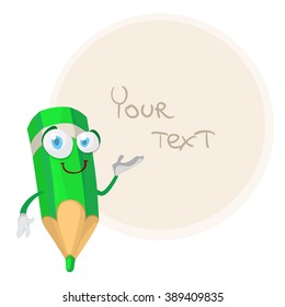 Vector cartoon illustration of a pencil mascot character