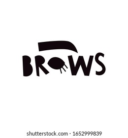 vector cartoon illustration of permanent makeup: microblading, brow tattoo, eyebrows shaping, etc. beauty saloon or brow bar master logo, symbol, clipart. 