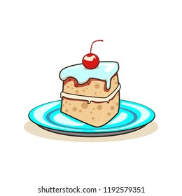vector cartoon illustration piece a cake