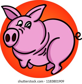 Vector cartoon illustration of pig cartoon