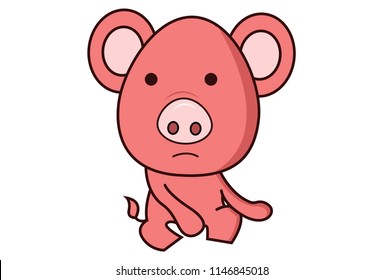 Vector cartoon illustration of pig dancing. Isolated on white background.