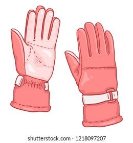 Vector Cartoon illustration - Pink Gloves for Extremal Winter Sports
