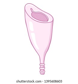 Vector Cartoon illustration - Pink Plastic Menstrual Cup
