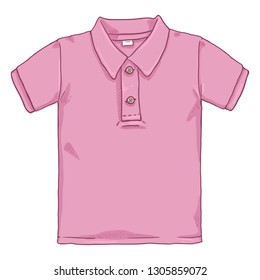 Vector Cartoon Illustration - Pink Polo Shirt