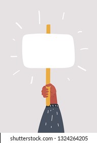 Vector cartoon illustration of Placard in hands. Object on white background.