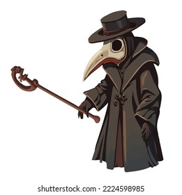 vector cartoon illustration of plague doctor