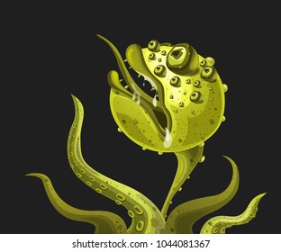 Vector cartoon illustration a plant monster. Image for video web game user interface.