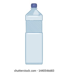 Vector Cartoon Illustration - Plastic Bottle. 1 liter Capacity.