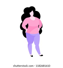 Vector cartoon illustration of plus size woman