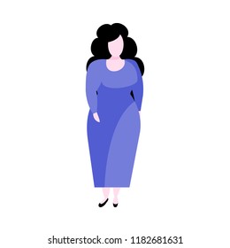 Vector cartoon illustration of plus size woman