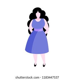 Vector cartoon illustration of plus size woman